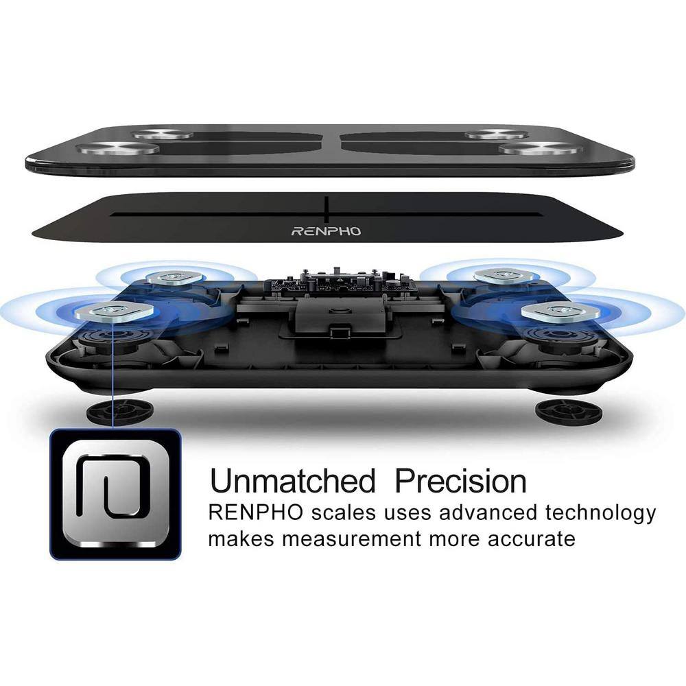 RENPHO Bluetooth Smart Body Scale with 13 metrics USB rechargeable Black PUS-ES-28ML-BK