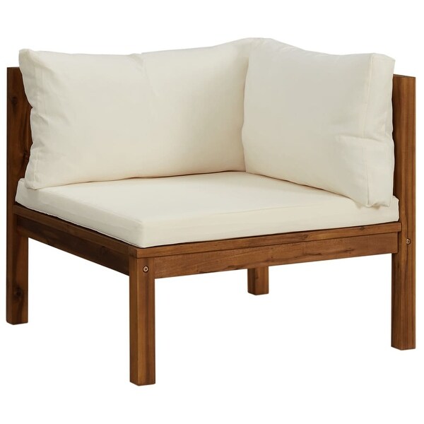 vidaXL Sectional Corner Sofa with Cream White Cushion Acacia Wood