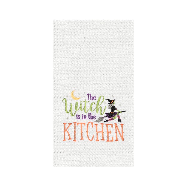 C amp f Home Witch Is In The Kitchen Halloween Cotton Embroidered Waffle Weave Kitchen Towel