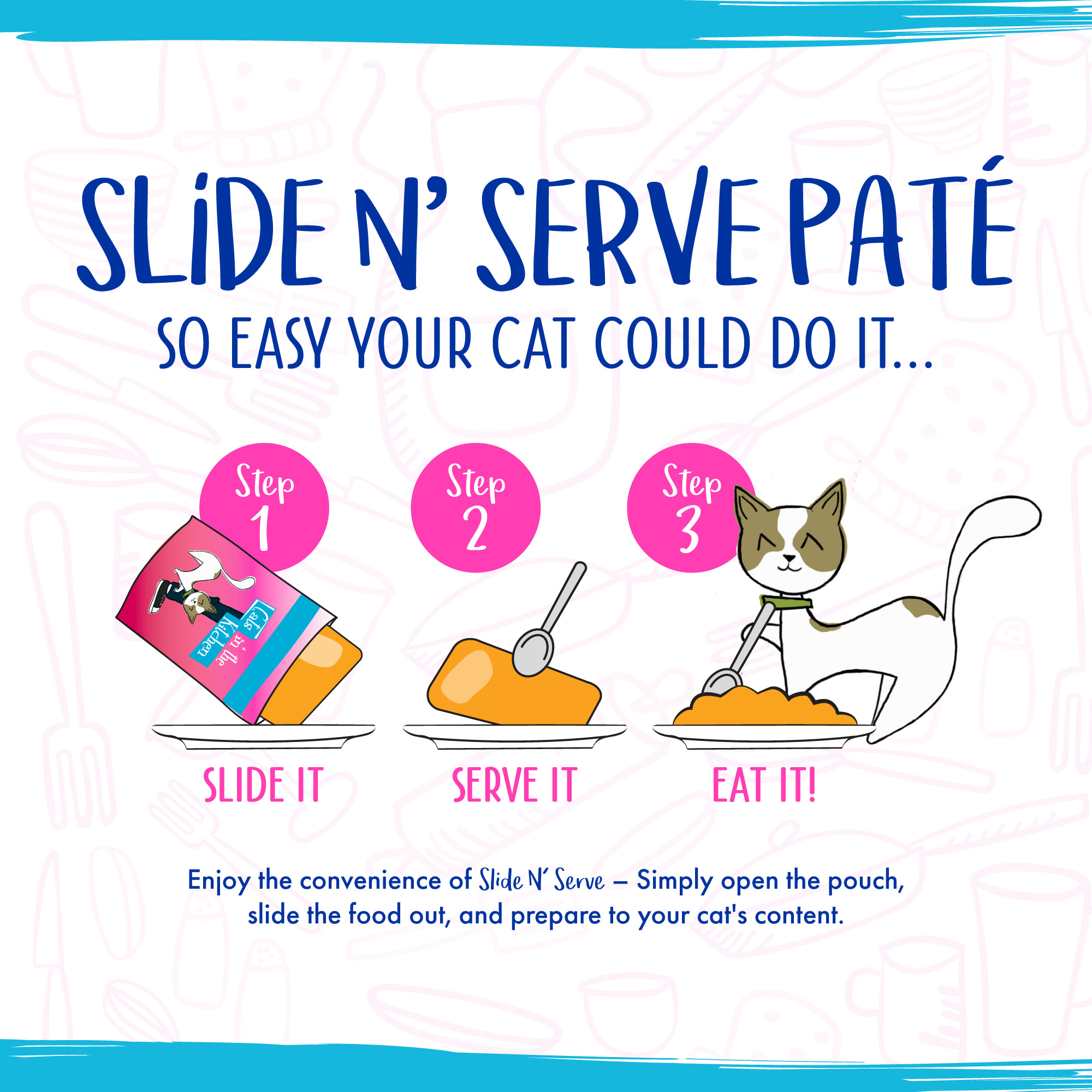 Cats in the Kitchen Slide n Serve Pate The Brat Pack Variety Pack Wet Cat Food， 3 oz.， Count of 12