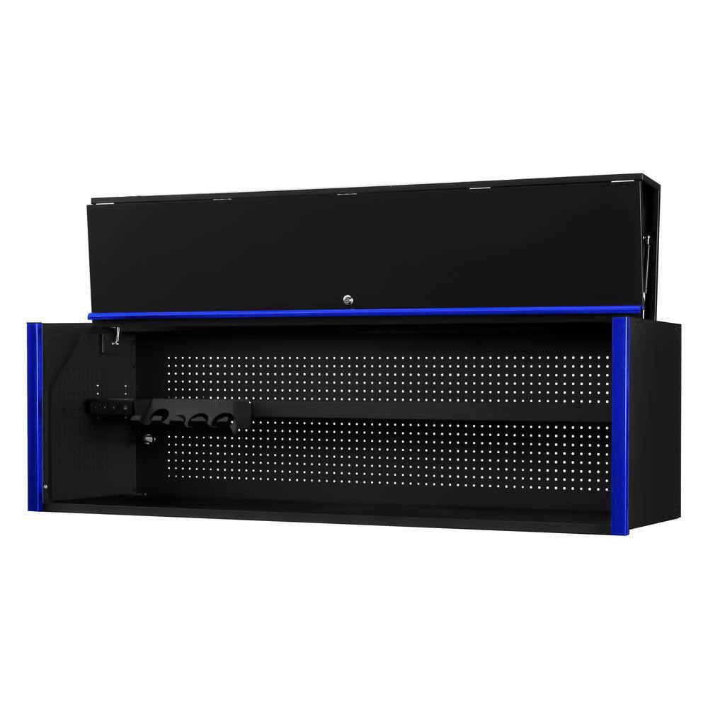 Extreme Tools DX Series 72 in. 0-Drawer Extreme Power Workstation Hutch in Black with Blue Handle DX722101HCBKBL