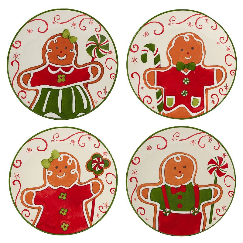 Certified International Holiday Magic Gingerbread 4-pc. Canape Plate Set