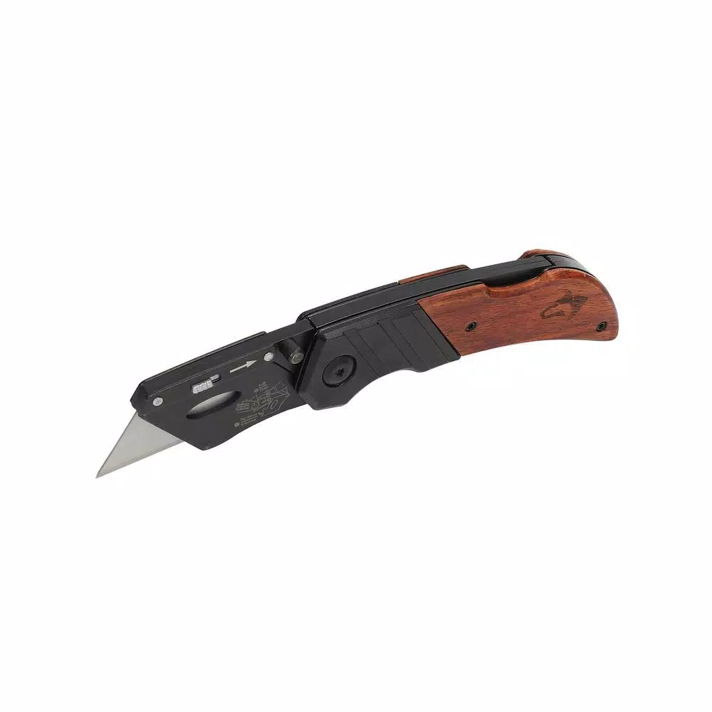 Husky Wood Handle Folding Lock-Back Utility Knife and#8211; XDC Depot