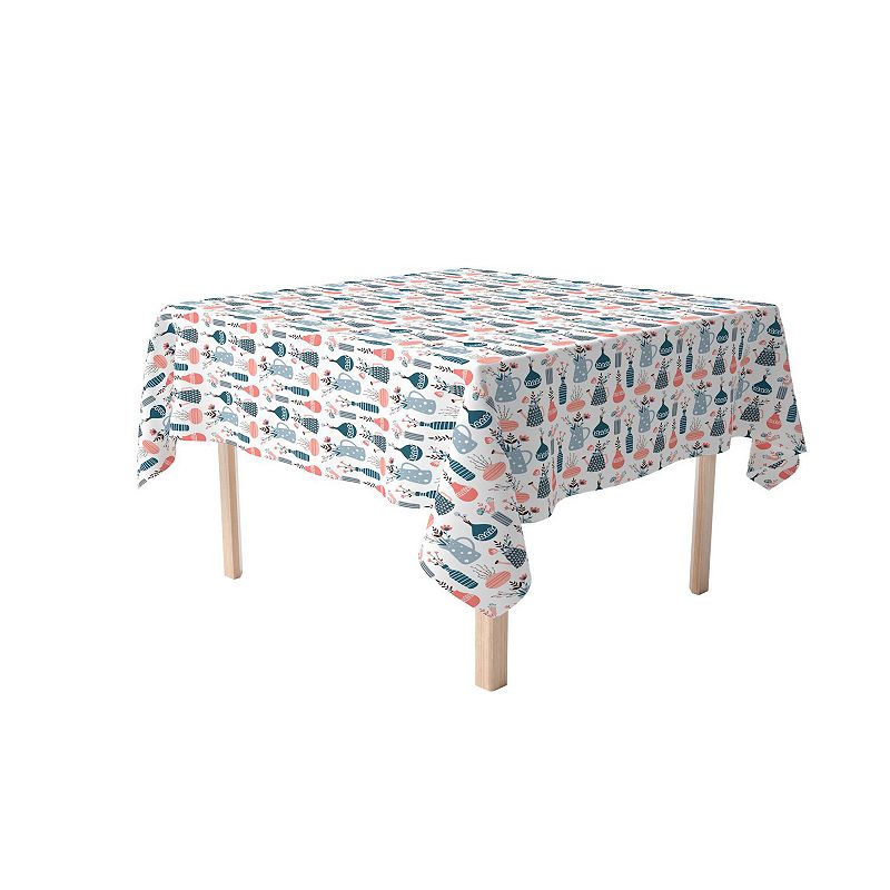 Square Tablecloth， 100% Polyester， 70x70， Doodle Vases