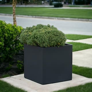 Vasesource Cube 24 in. x 24 in. Matte Black Fiberstone Square Cube Planter CUBE24BL