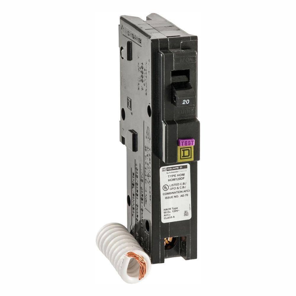 Square D Homeline 20 Amp Single-Pole Dual Function (CAFCI and GFCI) Circuit Breaker (4-Pack) HOM120DFC4