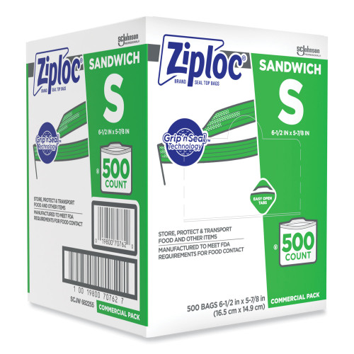 Ziploc Resealable Sandwich Bags， 1.2 mil， 6.5