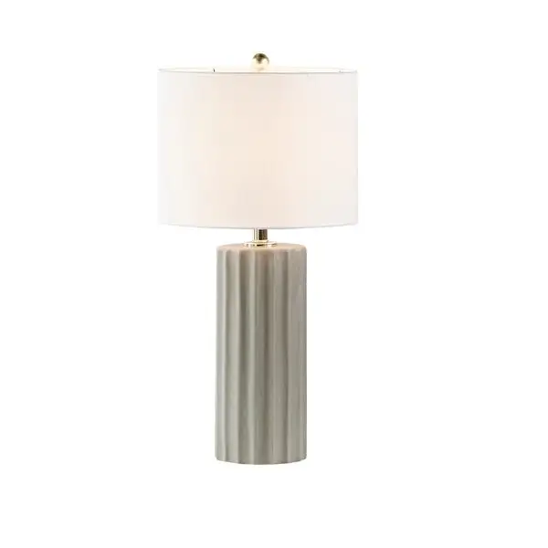 Martha Stewart Glendale Grey Ribbed Ceramic Table Lamp