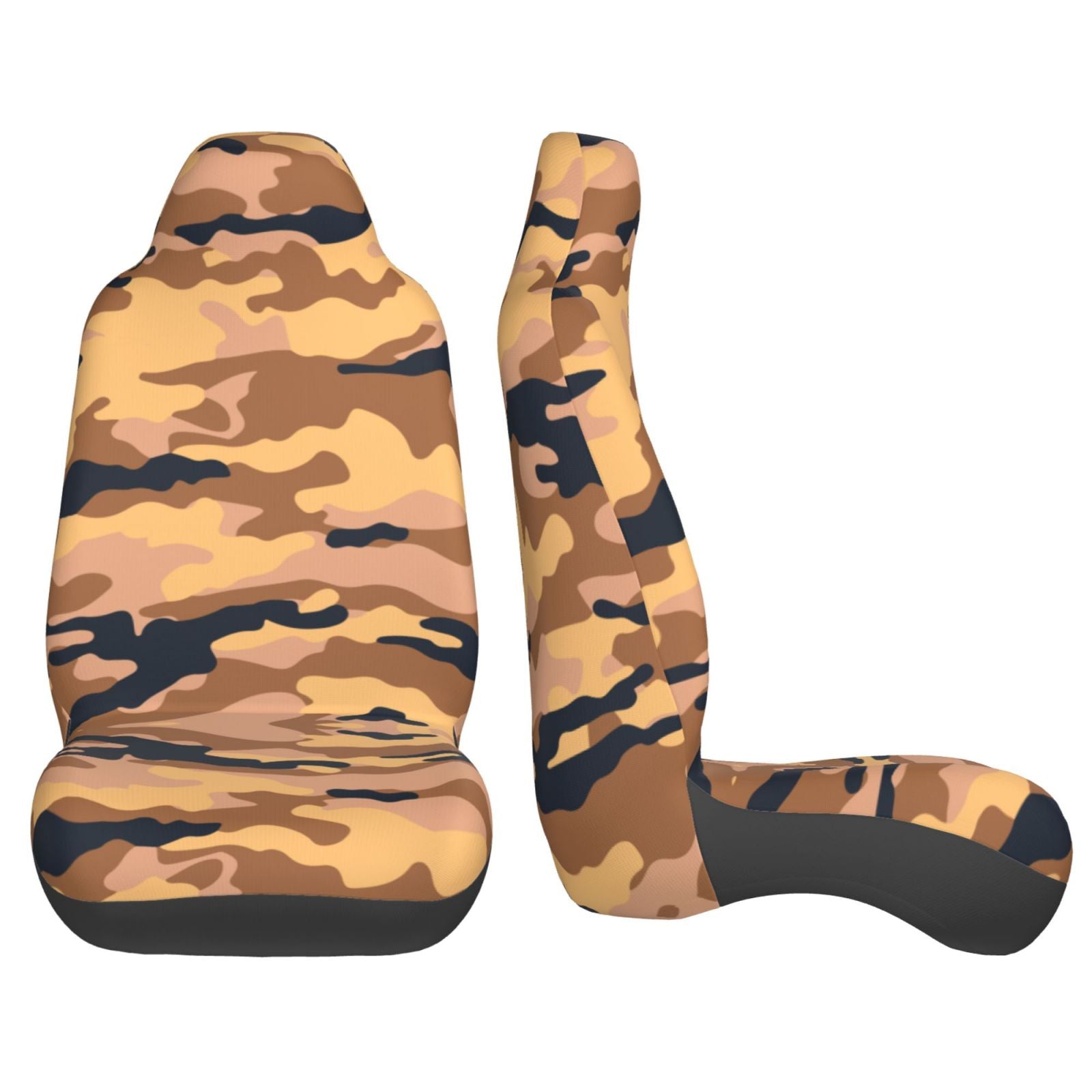 Camouflage Military Camo Art Car Front Seat Covers Protectors ， Abstract Texture Automotive Seat Covers for Cars Trucks Suv