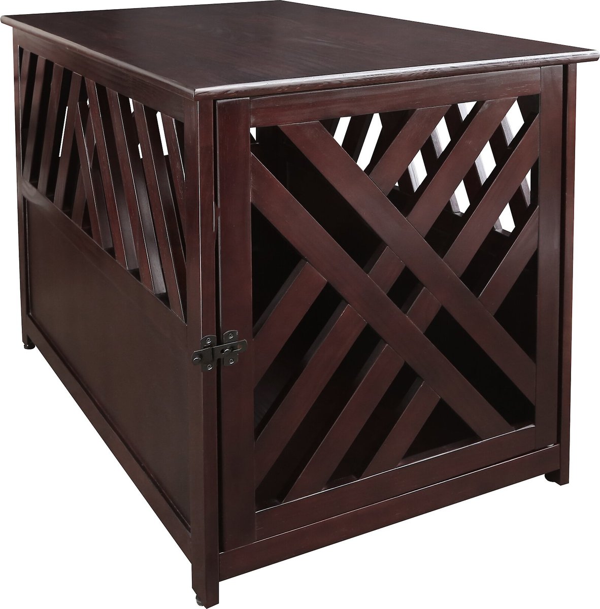 Casual Home Modern Lattice Single Door Furniture Style Dog Crate and End Table