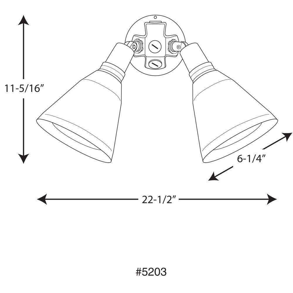 Progress Lighting 2-Light Adjustable Swivel Antique Bronze Flood Light Par Lampholder Outdoor Wall Light with Cover P5203-20