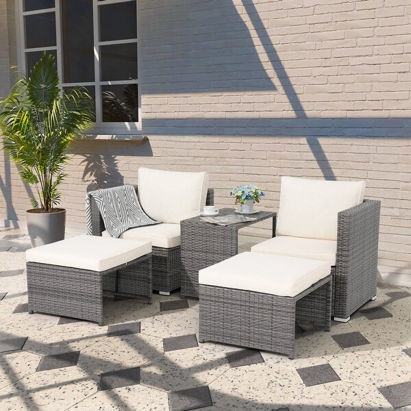 Outdoor 5 Pieces Wicker Chair Set