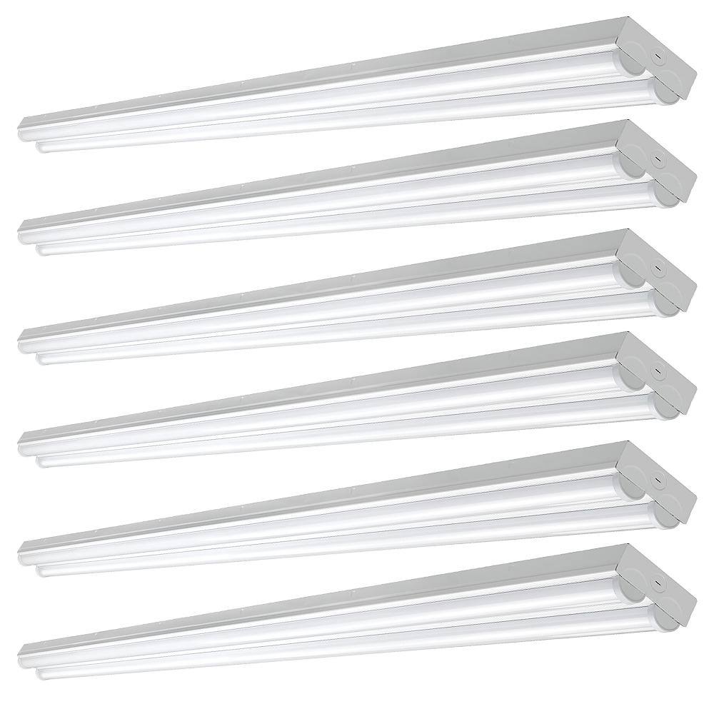 Commercial Electric 8 ft. 450-Watt Equivalent Integrated LED White Strip Light Fixture 4000K High Output 9000 Lumens (8-Pack) 54599191-A-8PK