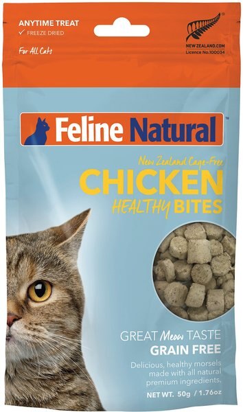 Feline Natural Chicken Healthy Bites Grain-Free Freeze-Dried Cat Treats， 1.76-oz bag