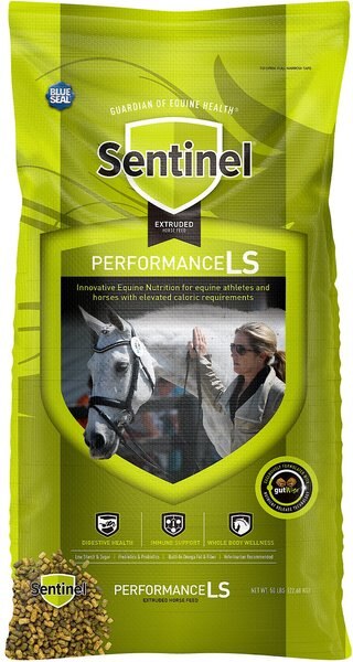 Blue Seal Sentinel Performance LS Low Sugar Low Starch High Fat Horse Feed， 50-lb bag