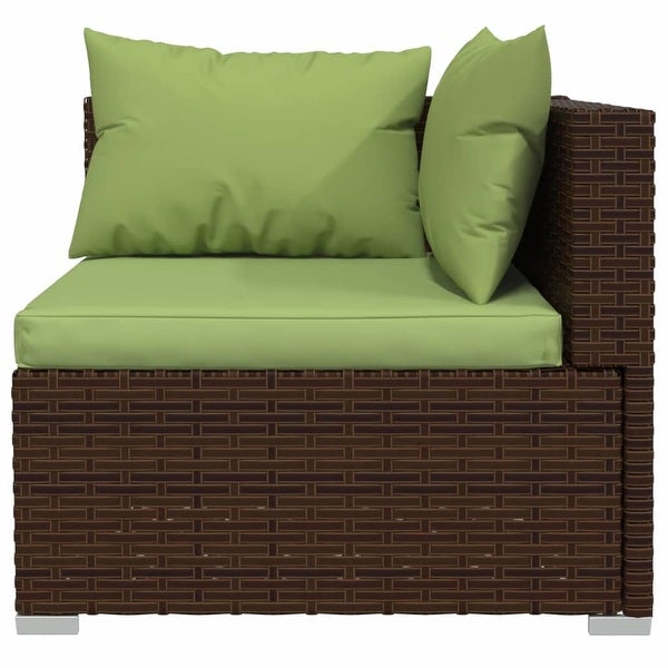 4 Piece Patio Lounge Set with Cushions Poly Rattan Brown - Overstock - 37573939