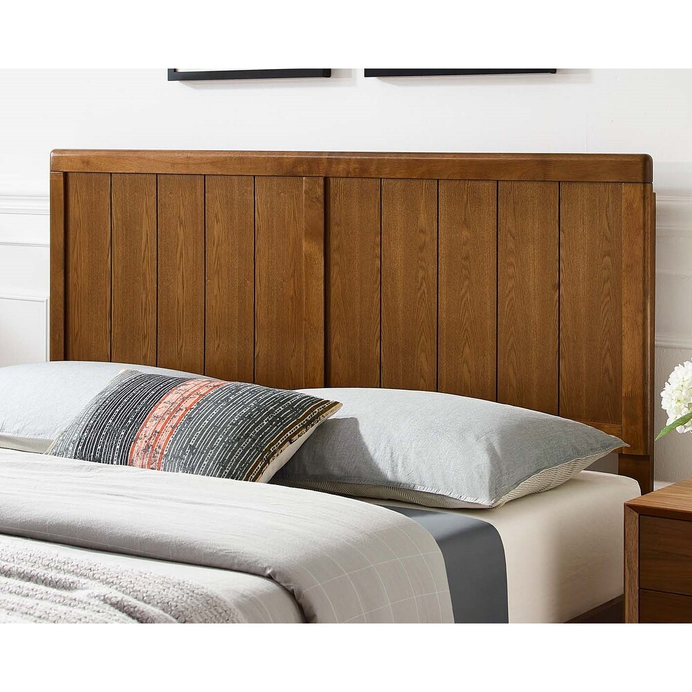 Widman Country Style Full Size Walnut Wooden Headboard