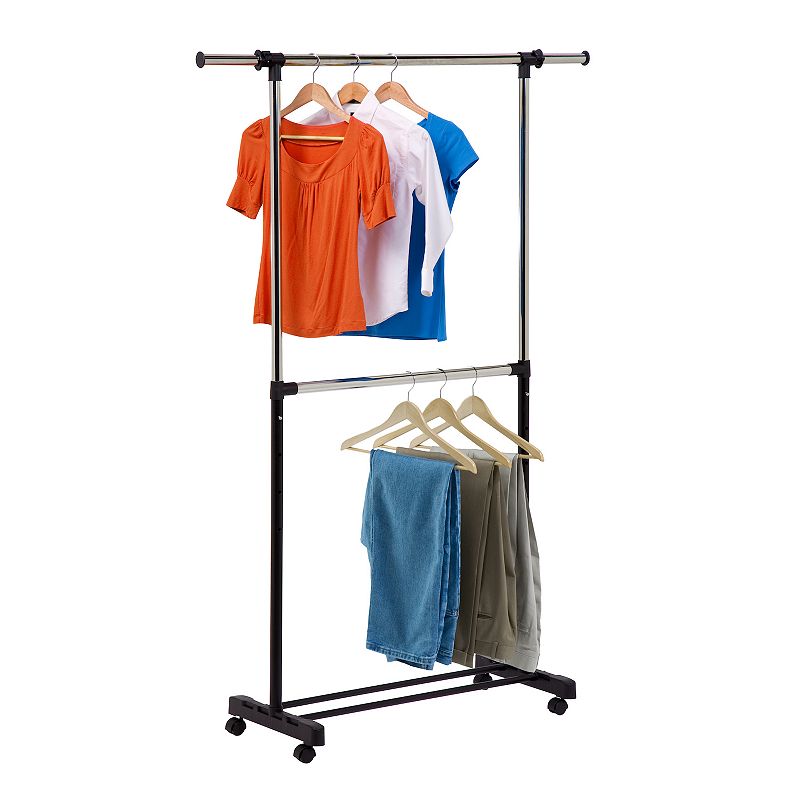 Honey-Can-Do Adjustable Rolling Metal Double Clothes Rack