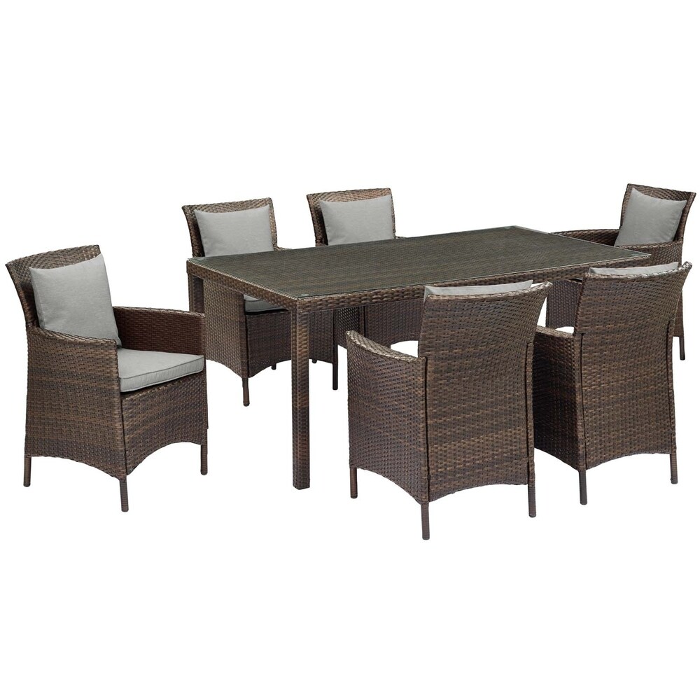 Conduit 7 Piece Outdoor Patio Wicker Rattan Dining Set   N/A