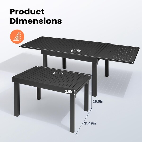 Pellebant Outdoor Aluminum Expandable Patio Dining Table