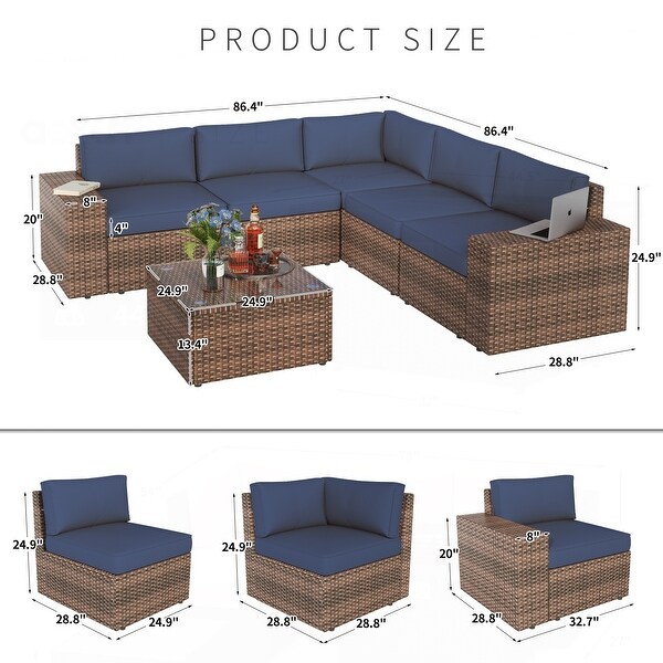 6Piece Wicker Sectional Sofa Set