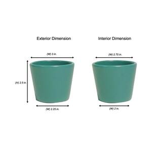 Vigoro 3 in. Lexie Small Green Ceramic Flare Planter (3 in. D x 2.6 in. H) 521525