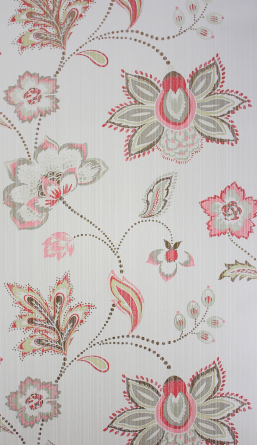 Sample Aubree Wallpaper in Red and Ivory from the Giverny Collection