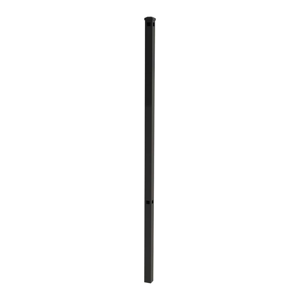 FORGERIGHT Newtown 2 in. x 2 in. x 6 ft. Black Aluminum Fence Corner Post with Flat Cap 862439