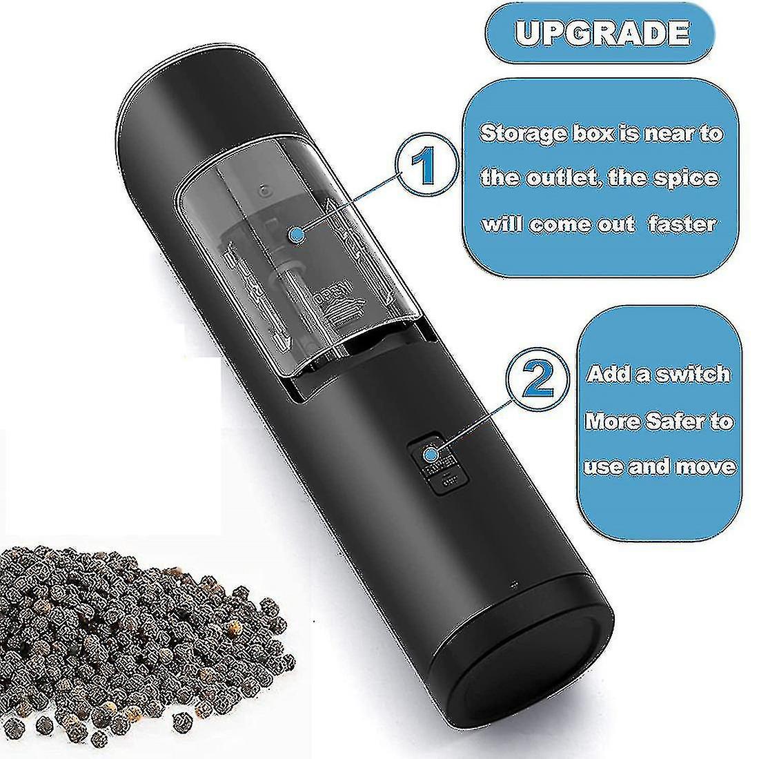 2 Pack Electric Salt Pepper Grinder，compatible With Herb/pepper/spice，black