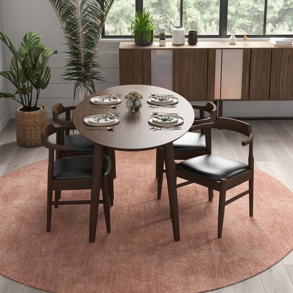 Rexus Modern Solid Wood Oval Dining Table and Chair Set Dining Room Furniture Set