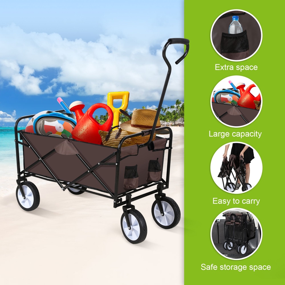 Foldable Utility Wagons Folding Cart 200 lbs Capacity for Outdoor Use