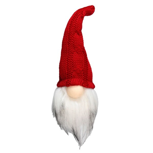 7.5 Red and White Santa Gnome Head with Crochet Hat Tabletop Christmas Decoration