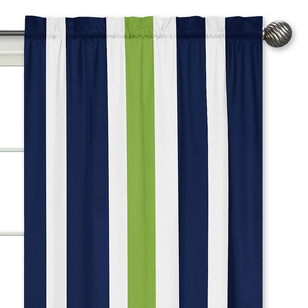 Sweet Jojo Designs Navy Blue amp Lime Green Stripe Window Panels Navy 2 Each