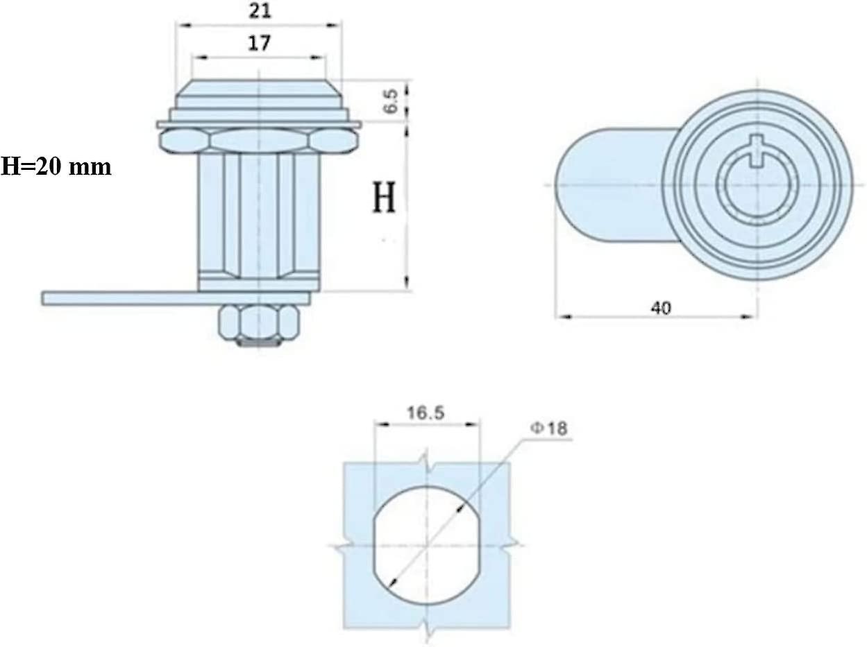 Zinc Alloy Tubular Lock For Security Drawer， Door Cylinder， Mailbox， Tool Box， 2 Key Lock20mm