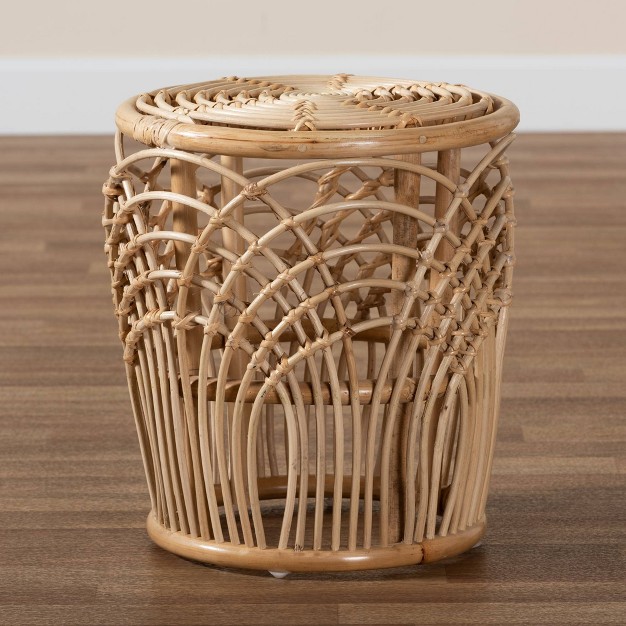 Edena Rattan End Table Natural brown Bali amp Pari