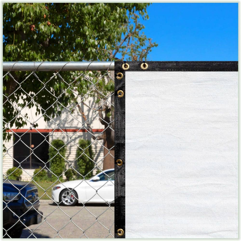 COLOURTREE 8 ft. x 50 ft. White Privacy Fence Screen Mesh Cover Screen with Reinforced Grommets for Garden Fence (Custom Size) 8x50fs-15