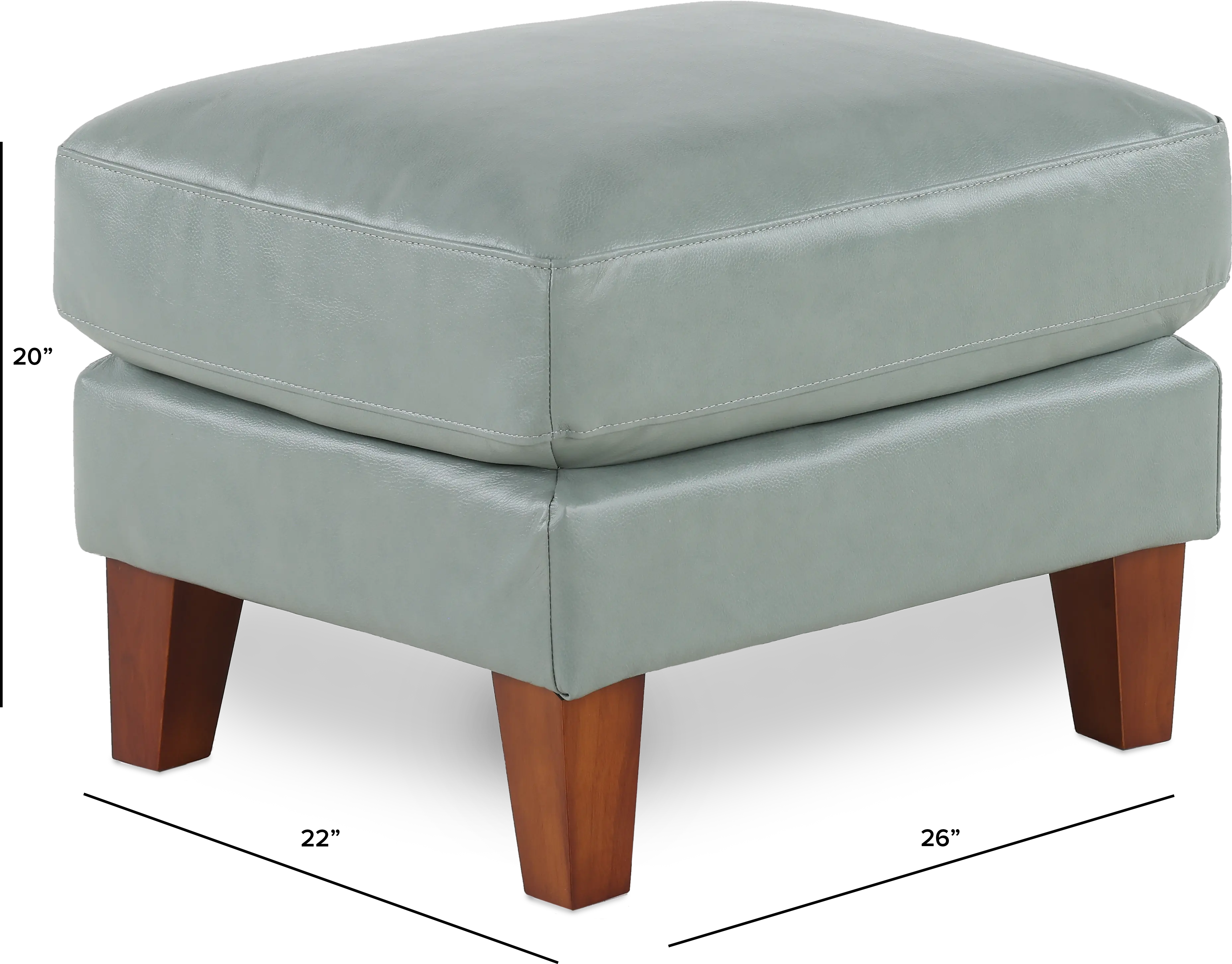 Palmer Ice Blue Leather Ottoman