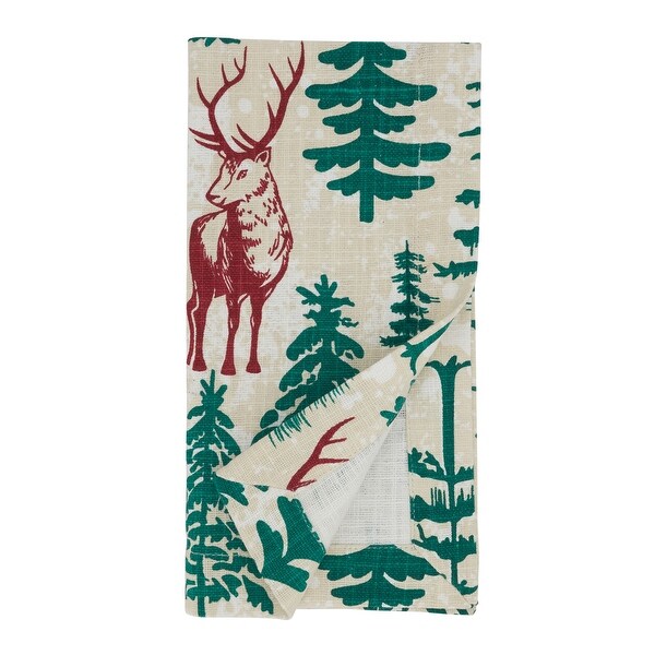 Deer and Trees Holiday Table Napkins (Set of 4)