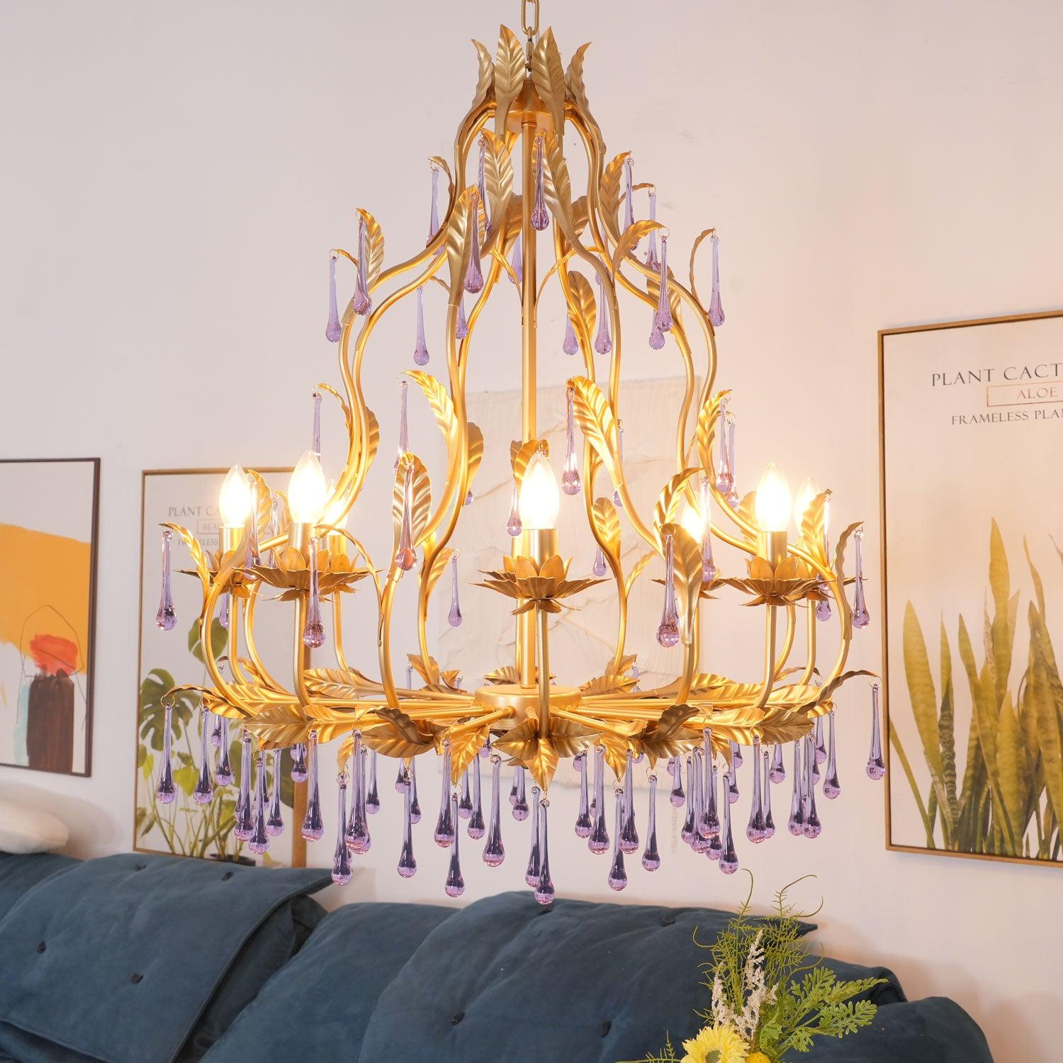 Amethyst Drops Glass Chandelier