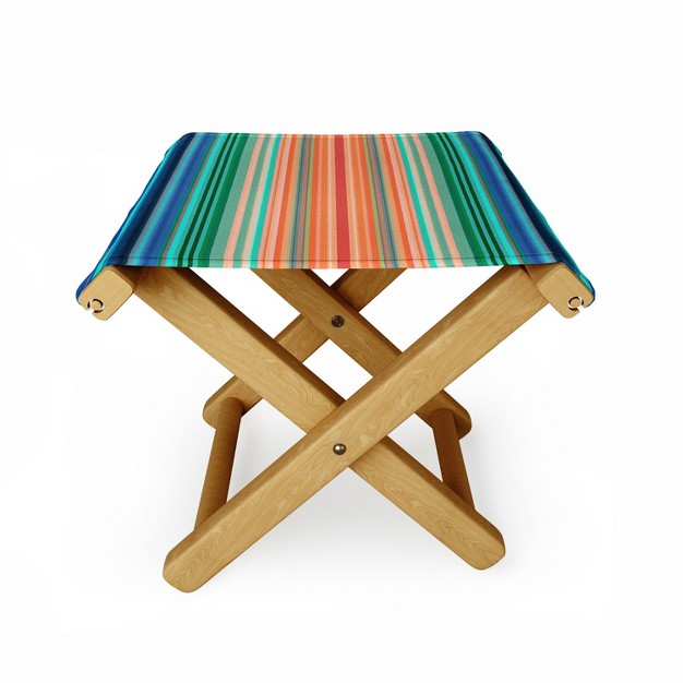 Sheila Wenzel ganny Bold Blue Orange Stripes Folding Stool Deny Designs