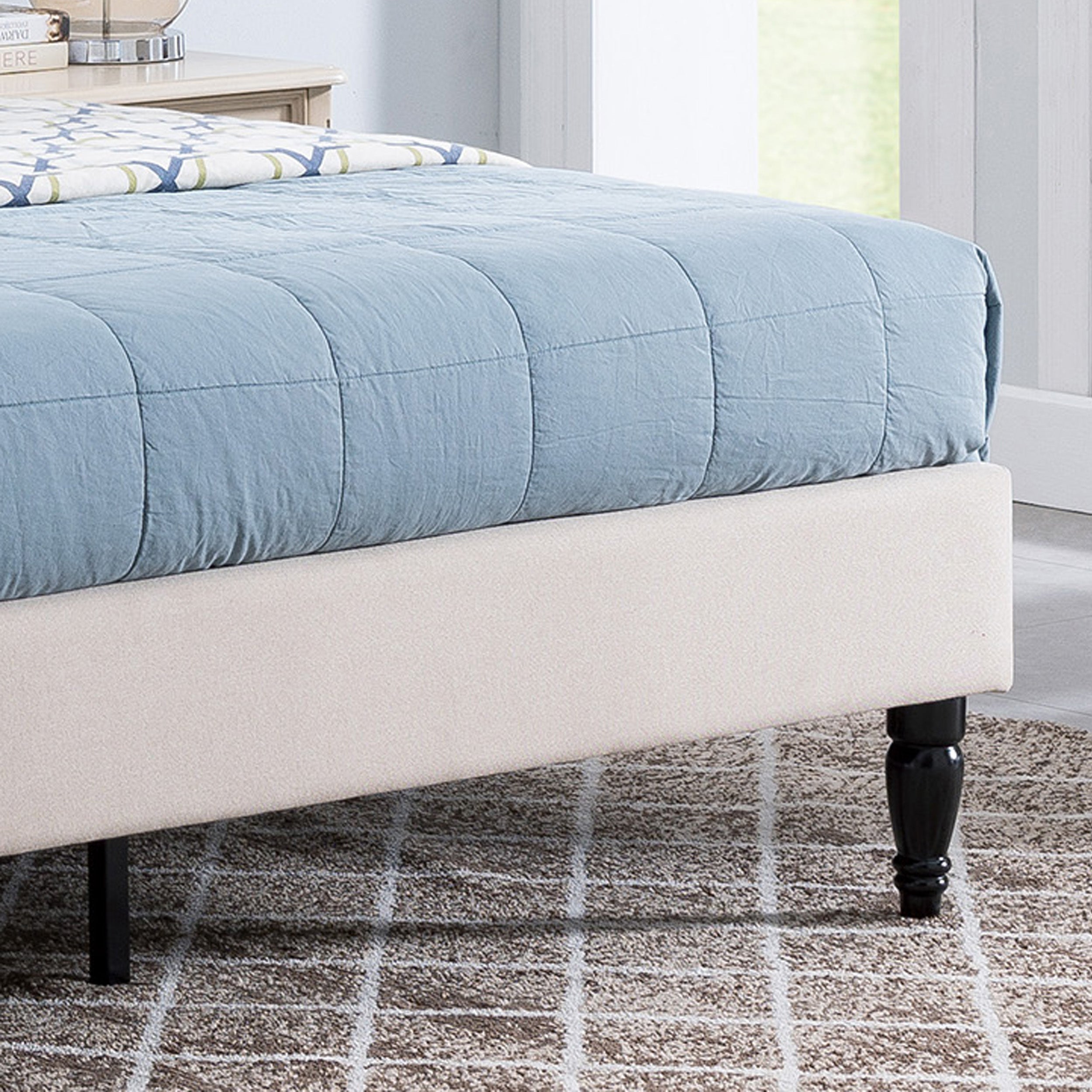 Lera Fully-Upholstered Queen-Size Platform Bed Frame, Low-Profile, Contemporary