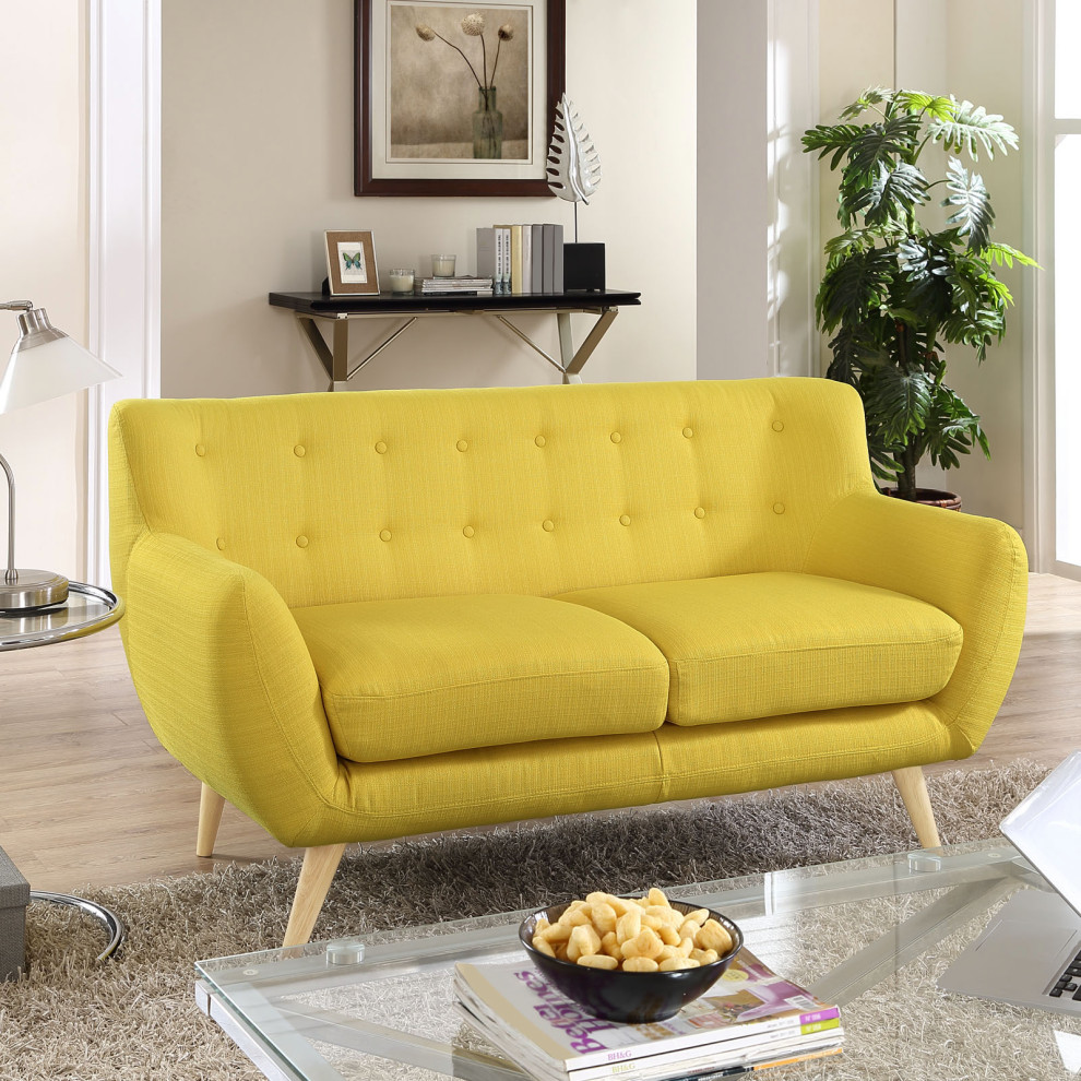 Remark Upholstered Fabric Loveseat   Midcentury   Loveseats   by Simple Relax  Houzz