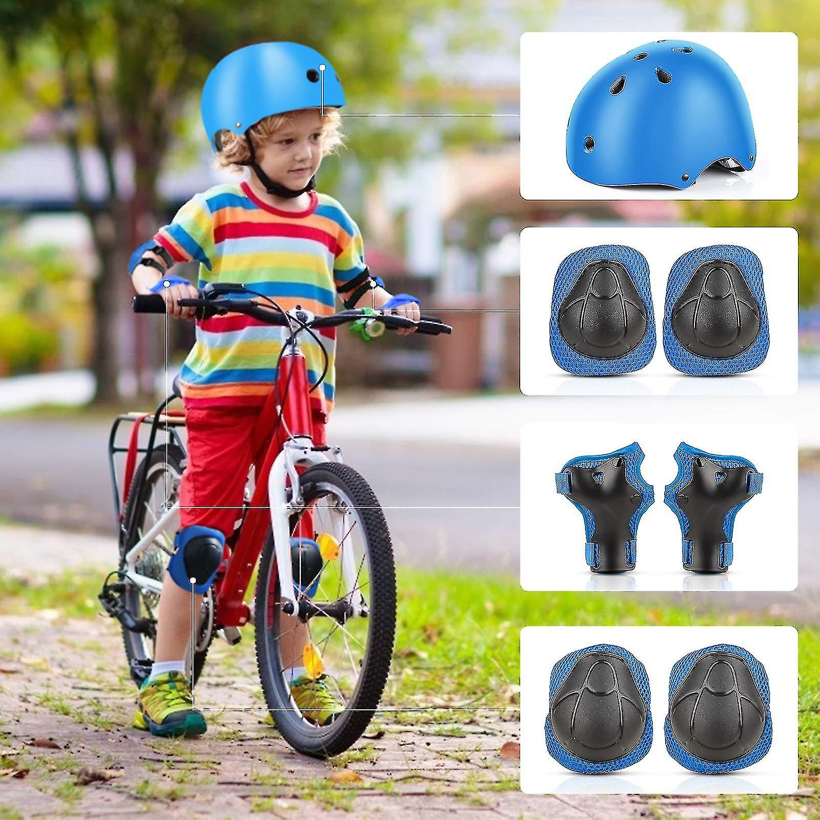 Kids Skateboard Pads Set 7pcs Adjustable Helmet Knee Pads Elbow Pads Wrist Pads Protective Gear Set