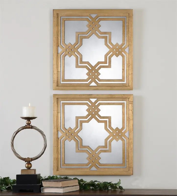 Assorted Gold Leaf Square Mirror