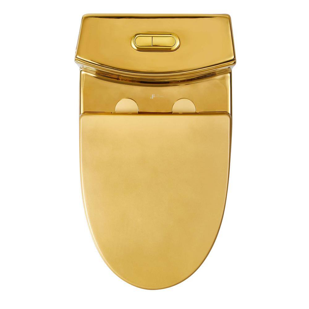 FINE FIXTURES Ultraluxe 12 in. Rough-In 1-Piece 11.6 GPF Dual Flush Elongated Toilet in Shiny Gold Seat Included MOTB7GO-O