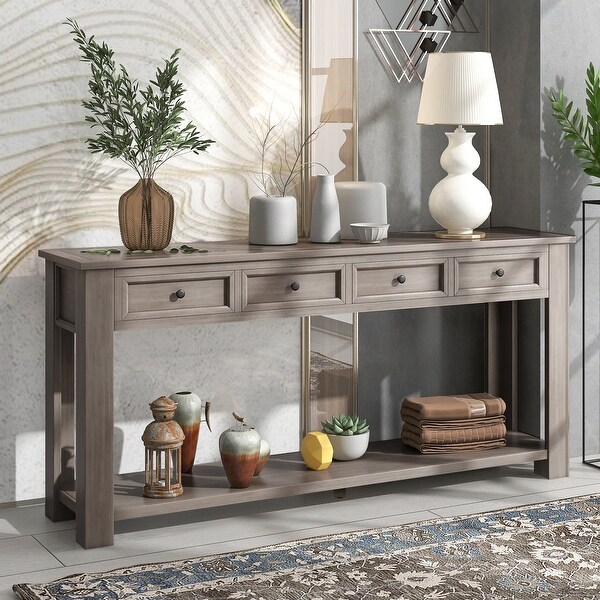 Console Table for Entryway Sofa Table with Storage Drawers and Bottom Shelf