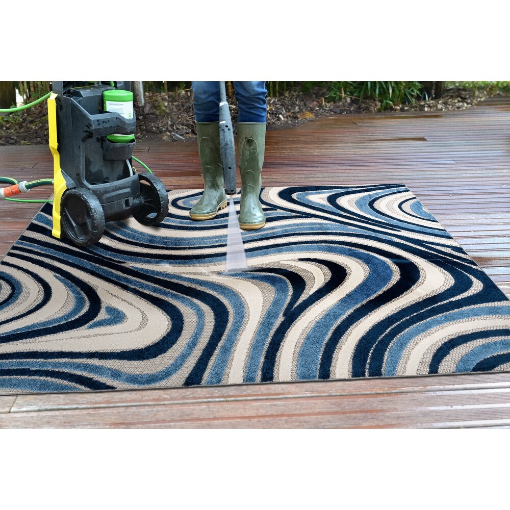 World Rug Gallery Modern Waves Indoor/Outdoor Area Rug