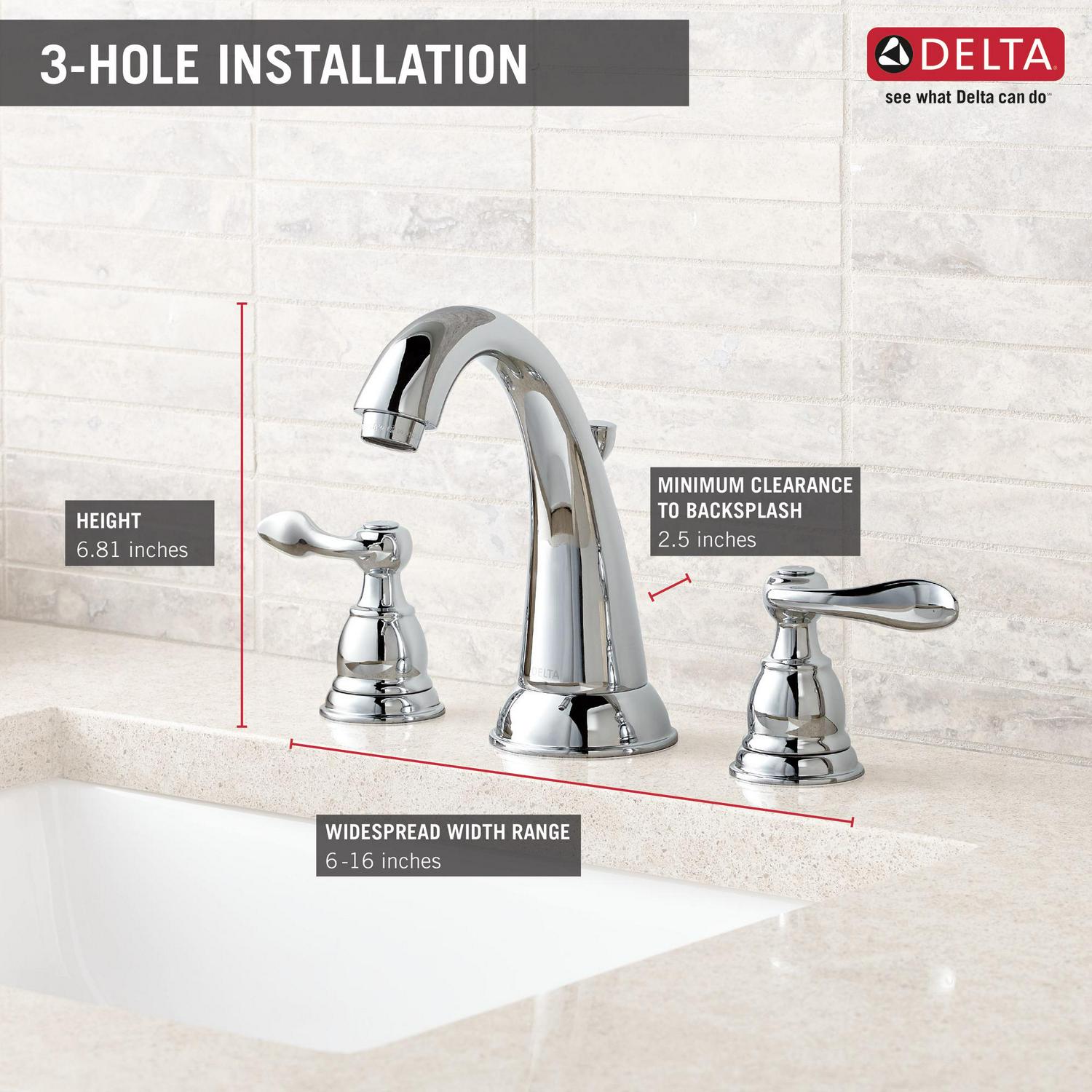 Delta Windemere Two Handle 8 in. Widespread Lavatory Faucet in Chrome B3596LF