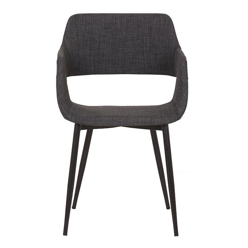 Fabric Upholstered Accent Chair with Wide Open Lower Back Design， Gray