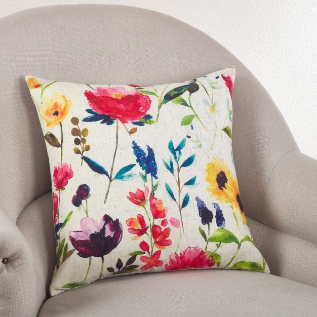 Saro Lifestyle Jardin Du Luxembourg Collection Floral Down Filled Pillow